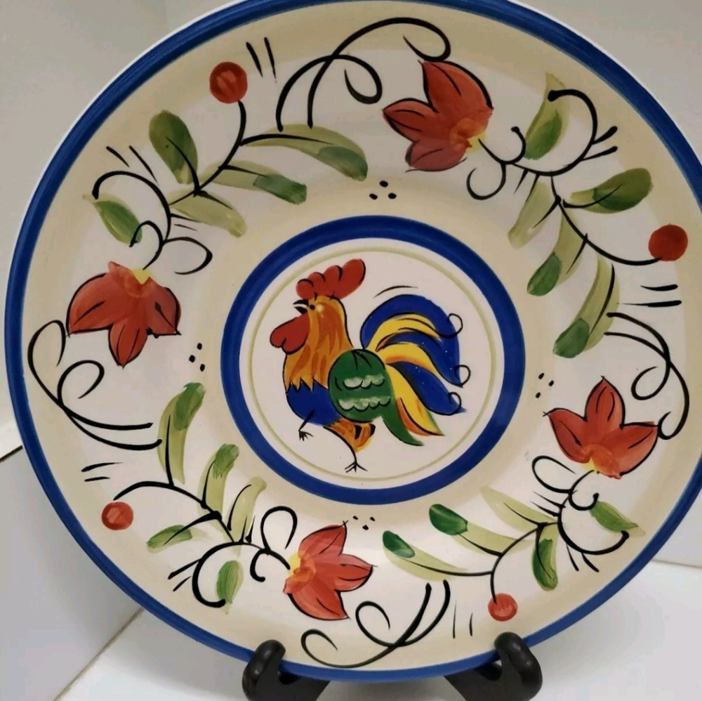 Tabletops Gallery Luna Rooster 9" Salad Plate Handpainted Pre-owned